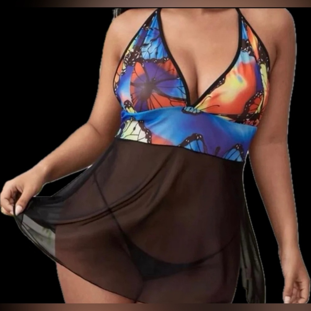 Butterfly babydoll lingerie 1X new